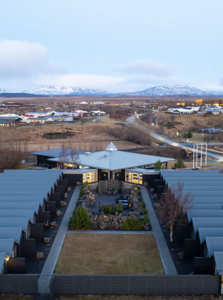 The Hill Hotel at Flúðir in Iceland during summer