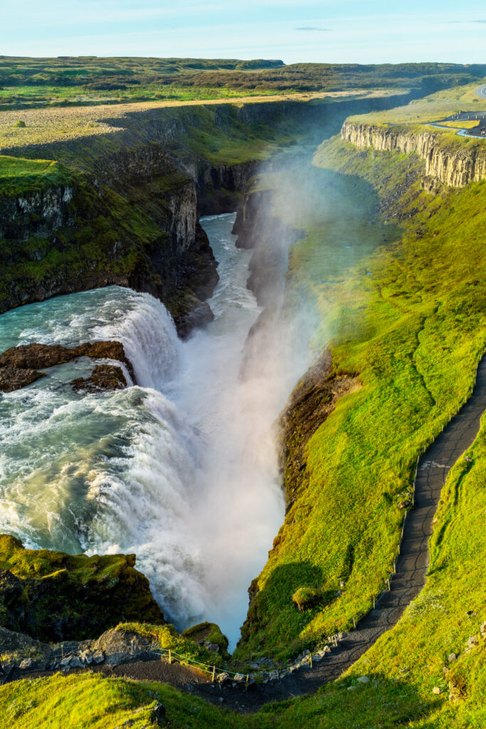 A view of Gullfoss waterfall in Iceland
