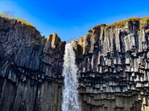 Svartifoss waterfall in Iceland during summer