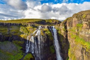 Glymur waterfall in Iceland during summer