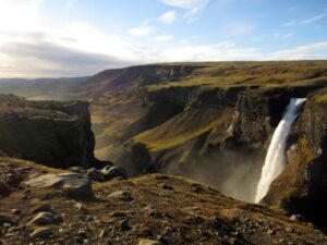 Haifoss waterfall in Iceland during summer