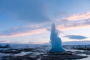 Strokkur geyser erupting in Iceland's Golden Circle