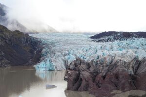 A glacial tongue of Vatnajökull glacier during summer in Iceland
