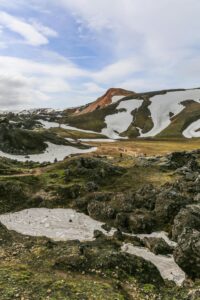 People bathing in the famous Hot Springs of Landmannalaugar