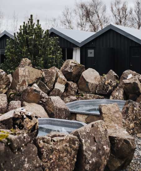 Luxury hot tubs at the Hill Hotel in Flúðir, Iceland
