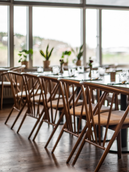 The dining room at the Hill Hotel in Flúðir, Iceland