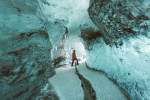 Exploring an Ice Cave in Iceland for couples