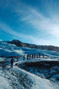 Taking a glacier hike in Iceland as a couple