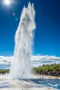 The erupting geysir Strokkur in Iceland during summer