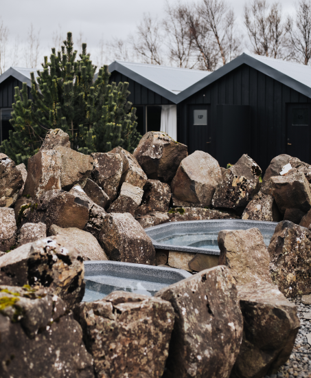 The luxurious selection of Hot Tubs in the Hill Hotel in Flúðir