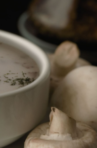 A warm bowl of hearty Icelandic mushroom soup