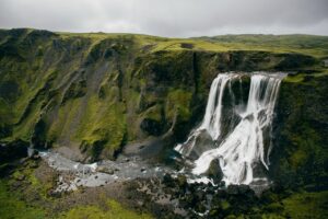 Glymur waterfall in Iceland during August