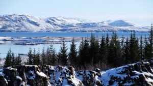 Thingvellir covered in snow in Iceland during winter