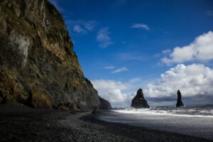 Reynisfjara black sand beach in Iceland during winter