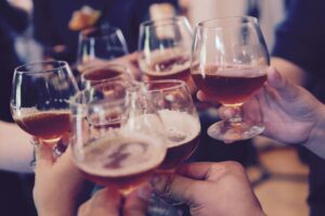 Toasting with beer at a Þorrablót festival