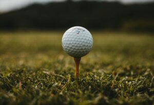 A golf ball on a tee in Iceland