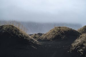 Some sand dunes old old lava fields in Iceland