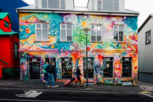 Graffiti covered bakery in Iceland
